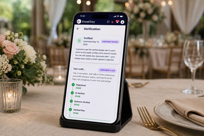EventTrey vendor verification on a phone